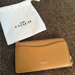 Coach Zip Card Case on Honey Brown, never used!